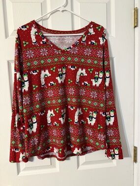 Women’s No Boundaries Llama Christmas Top Size XXXL